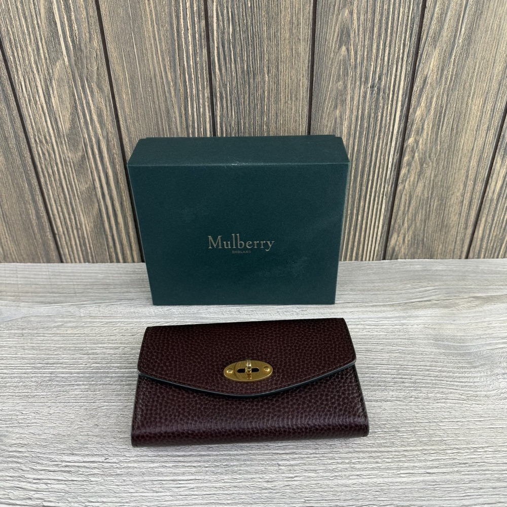 Mulberry Darley Wallet Oxblood Small Classic Grain Leather Postman's Lock Box